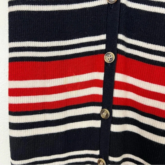 Nicholas Rib Knit Stripe Wool Bodycon Cardigan Dress Black Red XS Classic Winter - Picture 7 of 7